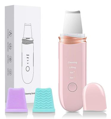 China Rechargeable Ultrasonic Facial Scrubber Facial Spatula Portable Deep Cleansing Exfoliating Skin Peeling Scrubber for sale