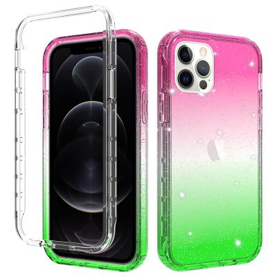 China Selling Anti-falling Customize Colorful Gradient Clear Premium Mobile Phone Case For IPhone12 Pro for sale