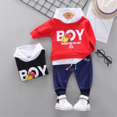 China Super Sweet 1-5 Years Toddler Boy Costume Set Letter Pattern Hoodie Tops With Two Piece Spring Autumn Children Clothing 2022 Pants & Trousers Set for sale