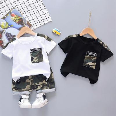 China Super Sweet 0-4 Years Boys Set For Summer Short Sleeve T-Shirt With Camouflage Shorts 2 Piece Toddlers Short Set Clothing For Baby Boy for sale