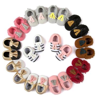 China Baby Walking Shoes Soft Flat Sole Anti-Skid With Tassel Design Infant Prewalker Shoes Newborn Girls Shoes Breathable Spring Autumn for sale