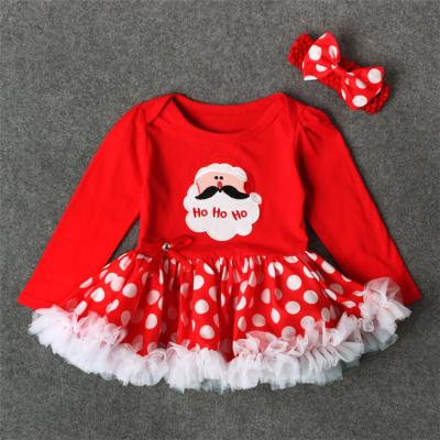 China Washable/Breathable New Year Christmas Kids Clothing Set White Bent Patchwork Chiffon Skirts+Headband 2Pcs Girls Party Dress Infant Winter Dresses for sale