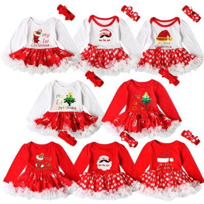 China Washable/Breathable Princess Christmas Baby Girl Clothes Full Sleeve Patchwork Chiffon Top Skirts Girls Party Clothing Baby Girl Winter Dresses for sale