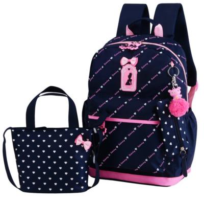 China Anti-theft Girls School Bag Set 3 Piece Backpack Letter Printed Fashion Student Bookbags Sweet Cute Girl Big Back To School Backpack for sale