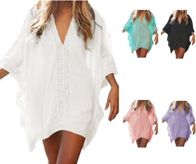 China Anti-UV Beach Cover Up Dress Women Chiffon Lace Up Swimsuit Swimsuit Cover Ups Summer Beach Wear Tops Kaftan Tunic Bikini Cover Ups for sale