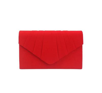 China Soft Suede Ruffle Suede Clutch Bag Velvet Party Purse For Women Solid Color Envelope Clutch Flap Ladies Handbag Manufacturer for sale