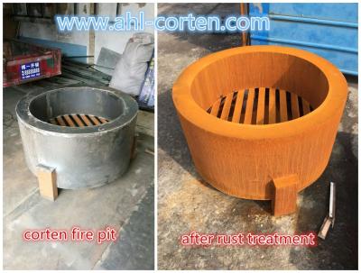 China Decorative Outdoor Corten Steel Garden Treasure Gas Fire Pits for sale