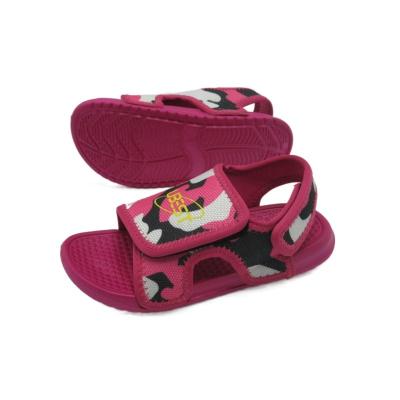 China Waterproof Kids Slide Sandal Open Toe Design Softer EVA Insole Slippers with Magic Tape Upper and Adjustable Back Strap for sale