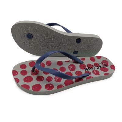 China CUSHIONING Logo Custom Non Fade Printing Flip Flops For Women Contoured Unique With EVA Rubber Flip Flop for sale