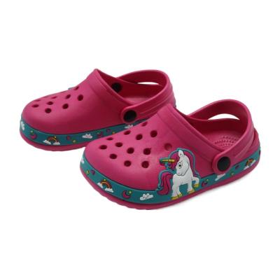 China Cute Unicorn Design Child Size Breathable EVA Clog Shoes With Rubber Patch Smearing Scratch Around EVA Shoes Clog Shoes Kids for sale