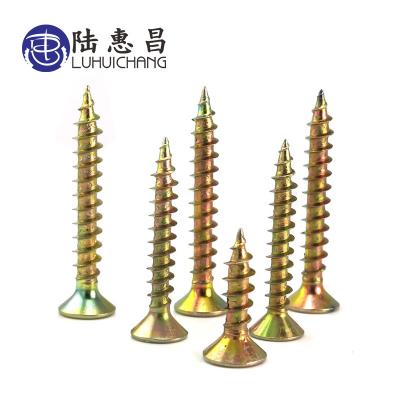 China High Quality Steel Flat Head Countersunk Tapping Screws Color Galvanized Particle Board Screws Cross Slot Yellow for sale