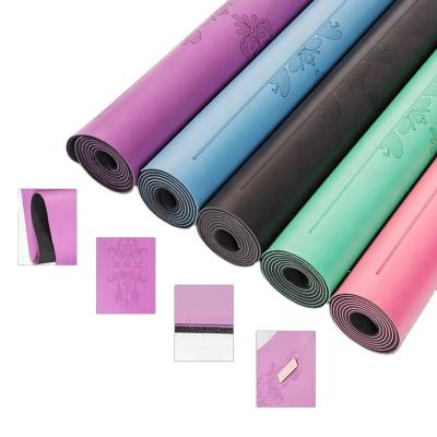 China Eco-Friendly PU+rubber Yoga Mat / Fitness PU+rubber Yoga Mat Custom Position Line for sale