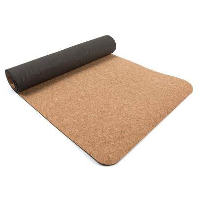 China Fitness Cork Natural Rubber Yoga Mat / MAT Eco Friendly PU+rubber Yoga Position Line Custom Made for sale