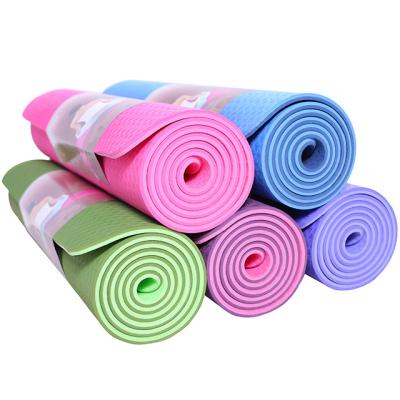 China Custom wholesale PU+rubber double side fitness logo 6mm 8mm tape yoga mat/yoga mat with stance line for sale