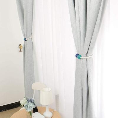 China Eco-friendly Curtain Accessories Magnetic Wooden Ball Curtains With Drapes Bundled Decorative Magnet Rope Buckle for sale