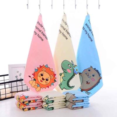 China Child safe custom cartoon printed baby muslin cotton towel saliva gauze baby handkerchief kids washcloth soft absorbent kids towel set for sale