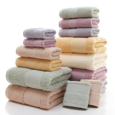 China Hypoallergenic Ready To Ship 100% Soft Lint Free Luxury Dobby Towel Set Gift Box Toallas Cotton Towel Set Cheap Prices for sale