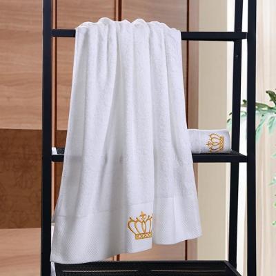 China China Alibaba Supplier QUICK DRY 100% Custom Logo Cotton Terry Dobby White Embroidery Hotel Towel Set for sale