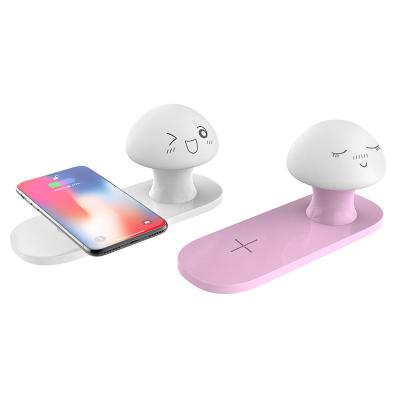 China UniversalÂ   10W Mushroom Fast Charging Wireless Charger Patted LED Lamp Night Light For Iphone Xiaomi Mobile Phone Wireless Chargers for sale