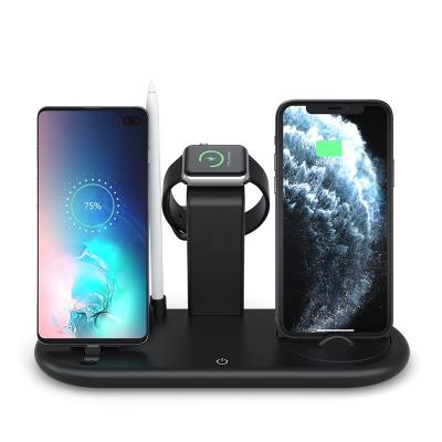 China Wireless Charger For Mobile Phones 2020 New Arrival Foldable 6 In 1 10W Universal Fast Wireless Charger Dock Stand Charging Station For iPhone Earphone Watch for sale