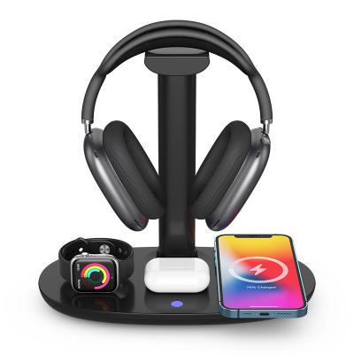 China 4 in 1 Wireless Charging Dock Earphone Stand New 2021 4 in 1 Multiple Wireless Charger Charging Dock Headset Holder for Max AirPods for Apple Watch for sale