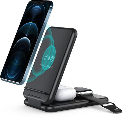 China 3 in 1 Wireless Charging Station 15W Three-in-One Wireless Charging Pad Stand for Apple Watch 11 XS XR iPhone 12 for sale