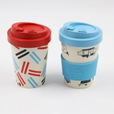 China Eco - Friendly Bamboo Sleeve And Silicone Cover Melamine Coffee Fiber Mug for sale