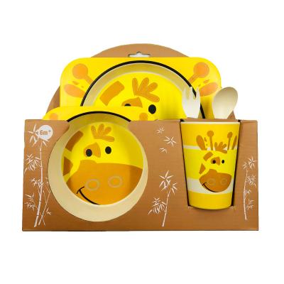 China Sustainable Food Safety Eco - Friendly Unbreakable Custom Design Biodegradable Bamboo Fiber Kids Dinnerware Set for sale