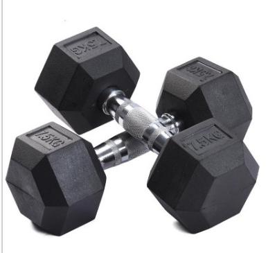 China Universal Economic Custom Design Fitness Rubber Hex Dumbbell for sale