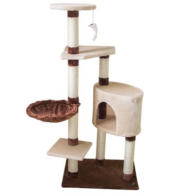 China Sustainable Wholesale Fashion Faux Suede Beige Luxury Cat Climbing Tree for sale