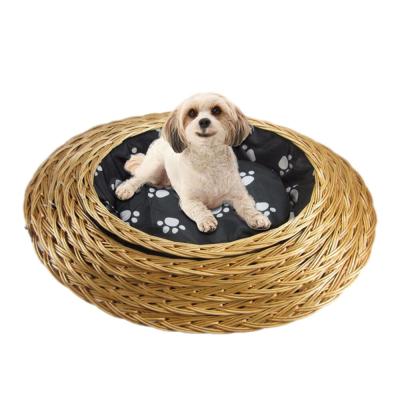 China Sustainable High Quality Handmade Wholesale Multifunctional Wicker Rattan Pet Dog Outdoor Wooden Bamboo Bed for sale