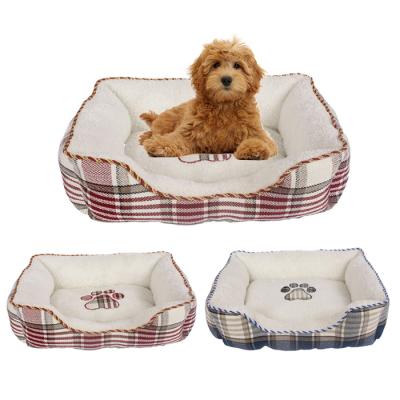 China Wholesale Viable Scottish Plaid Plush Dog Bed, Novelty Dog Beds for sale