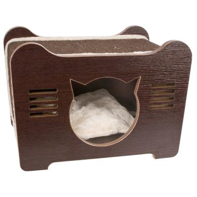 China Viable Outdoor Folding Indoor Wooden Pet Cat House Play Tree Scratcher Bed Cheap for sale