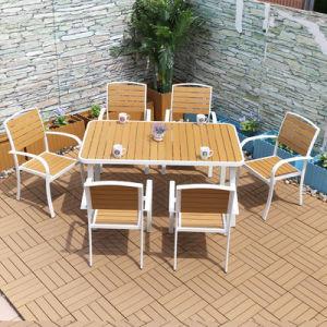 China Lavadora 6 asientos Patio conjunto de agua impermeable de poli madera de la mesa exterior y sillas en venta