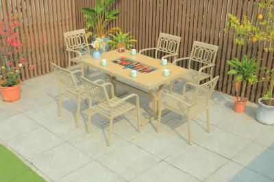 China Mesa y sillas de rattan de aluminio para exteriores estilo playa en venta