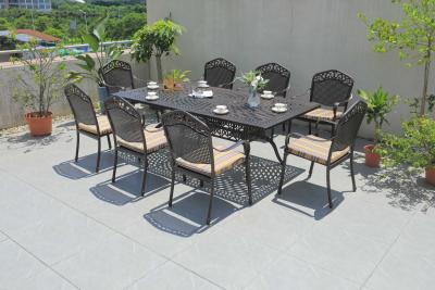 China Black / Cream Rattan Aluminum Outdoor Dining Set for sale