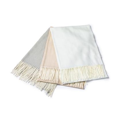 China Factory direct sales Fishbone light color elegant and warm series ultra-soft looks like cashmere woven shawl for sale