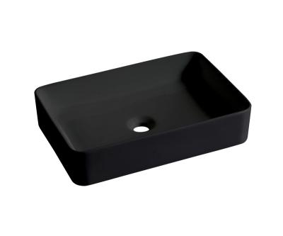 China Easy Clean Modern Ceramic Shiny Black Bowl Rectangular Ceramic Wash Hand Basin Bathroom Sinks Art Wash Basin Countertops Toilet Room Basins for sale