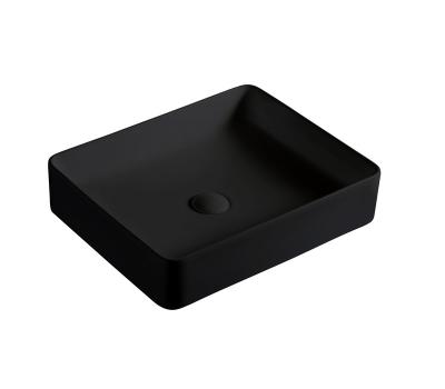 China Easy Clean Modern Ceramic Shiny Black Bowl Rectangular Ceramic Wash Hand Basin Bathroom Sinks Art Wash Basin Countertops Toilet Room Basins for sale