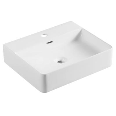 China Rectangular ceramic bathroom sinks wash hand basin countertops art sink basins washroom washbasin easy clean modern ceramic glossy white bowl sink for sale