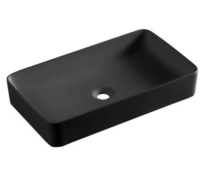 China Easy Clean Modern Ceramic Shiny Black Bowl Rectangular Ceramic Wash Hand Basin Bathroom Sinks Art Wash Basin Countertops Toilet Room Basins for sale