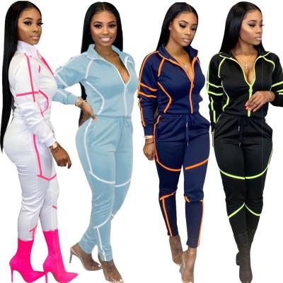 China Winter Sale Women Ladies Patchwork Stripe Two Piece Shirt Warm QUICK DRY Zipper High Waist Panty Sets QUICK DRY for sale