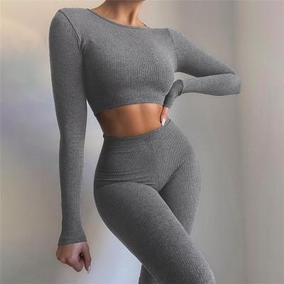 China Wholesale New Arrivals Breathable Yoga Joggers Solid Fashion Women Two-piece Fashion Women's Falling Pants Legging Set for sale