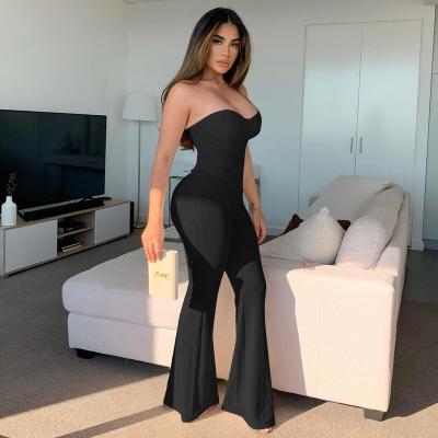 China Wholesale Breathable Boutique Women Solid Squares Off The Shoulder Asymmetrical High Waisted Flare Pants Two Piece Stylish Set for sale