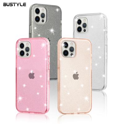 China Luxury Shockproof Sublimation PC Phone Cases For iPhone 12 Pro Max Glitter Shockproof Liquid Cases For iPhone 12 Bling Case for sale