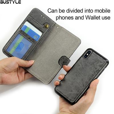 China Business Card Slot Pocket Case Luxury Shockproof Magnetic Back Cover Separately For iPhone 13 Pro 12 11 Max Leather Wallet Flip Phone Case for sale