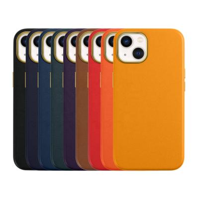 China Shockproof Luxury Leather Smartphone Cover with Metal Frame and Button Cases for iPhone 13 pro 12 11 Max SE2 Logo Custom Leather Phone Case for sale