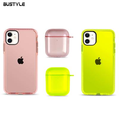 China Protective Airpods Cover Customized Cute Neon Transparent Clear Luxury Girl TPU Case For Airpods 1 2 pro Max Case for sale