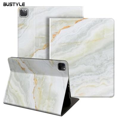 China Popular Custom Logo Marble Shockproof Leather Flip Tablet Cover with Pencil Holder for iPad pro mini 5 air 4 3 2 12.9 case personalized for sale