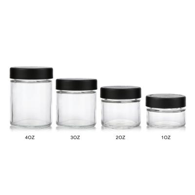 China Freshness Preservation 1oz 2oz 3oz 4oz Glass Jar Set High Quality Airtight Glass Storage Jars Set With Bamboo Lids for sale